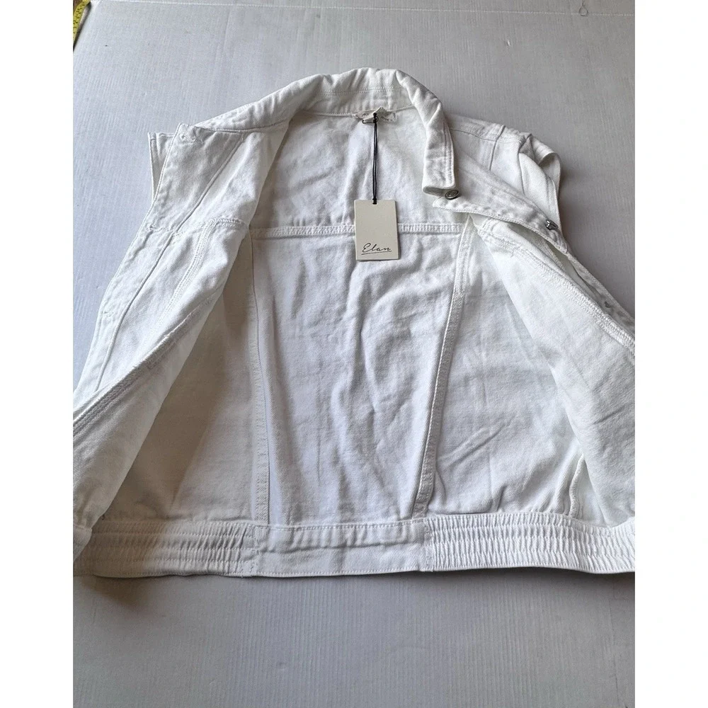 Elan White Wash Denim Jean Button Up Vest‎ NWT Size Medium